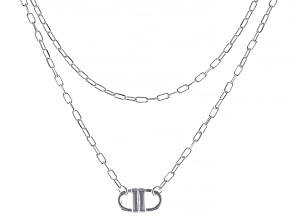 Sterling Silver 16 Inch Paperclip Layered Necklace