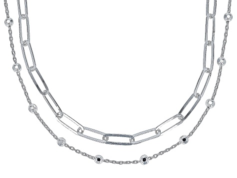 Sterling Silver 16" 2 Row Multi Link Necklace