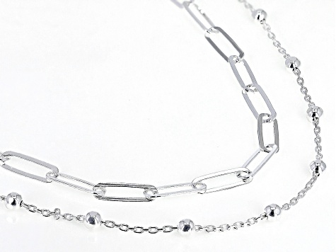 Sterling Silver 16" 2 Row Multi Link Necklace