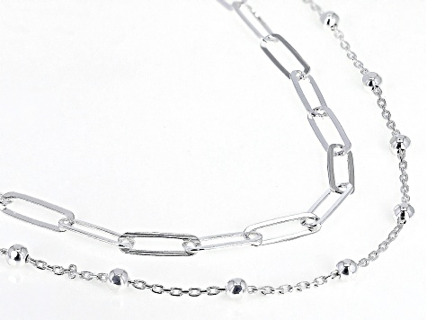 Sterling Silver 16" 2 Row Multi Link Necklace