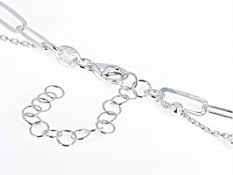 Sterling Silver 16" 2 Row Multi Link Necklace