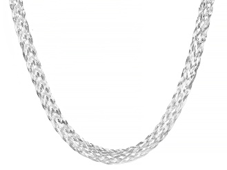 Sterling Silver 20 Inch 8 Strand Braided Herringbone Link Necklace