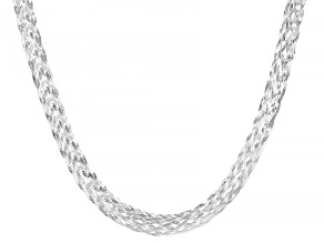 Sterling Silver 20 Inch 8 Strand Braided Herringbone Link Necklace
