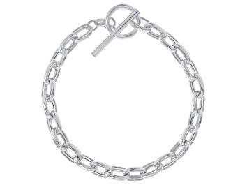 Picture of Sterling Silver Hollow Rolo Link Toggle Bracelet