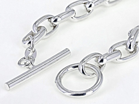 Sterling Silver Hollow Rolo Link Toggle Bracelet
