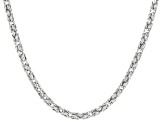 Rhodium Over Sterling Silver Diamond Cut Square Byzantine Link 18 Inch Chain
