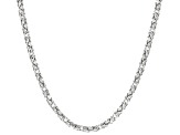 Rhodium Over Sterling Silver Diamond Cut Square Byzantine Link 20 Inch Chain