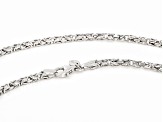 Rhodium Over Sterling Silver Diamond Cut Square Byzantine Link 20 Inch Chain