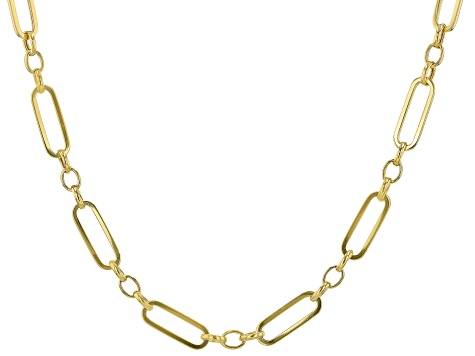 18K Yellow Gold Over Sterling Silver Paper Clip Link 24 Inch Necklace