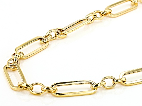 18K Yellow Gold Over Sterling Silver Paper Clip Link 24 Inch Necklace