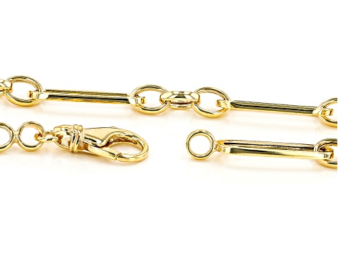 18K Yellow Gold Over Sterling Silver Paper Clip Link 24 Inch Necklace