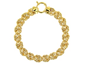 18K Yellow Gold Over Sterling Silver Rosetta Link Bracelet