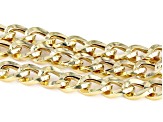 18K Yellow Gold Over Sterling Silver High Polished Three Row Curb Link Bracelet