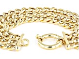 18K Yellow Gold Over Sterling Silver High Polished Three Row Curb Link Bracelet