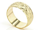 18K Yellow Gold Over Sterling Silver Basket Weave Diamond Cut Band Ring