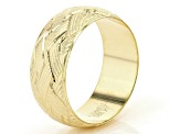 18K Yellow Gold Over Sterling Silver Basket Weave Diamond Cut Band Ring