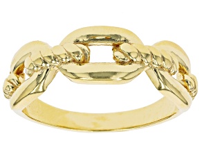 18K Yellow Gold Over Sterling Silver Textured And Polished Band Ring
