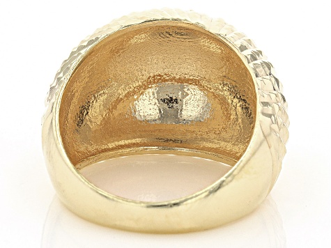 18K Yellow Gold Over Sterling Silver Diamond Cut Domed Ring