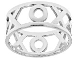 Rhodium Over Sterling Silver High Polished XOXO Band Ring