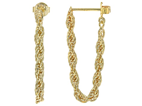 18K Yellow Gold Over Sterling Silver Front/Back Rope Chain Earrings