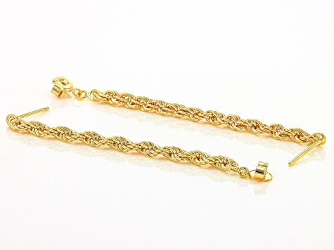 18K Yellow Gold Over Sterling Silver Front/Back Rope Chain Earrings