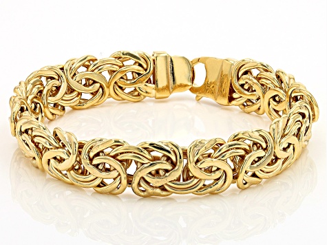 18K Yellow Gold Over Sterling Silver Byzantine Chain Bracelet