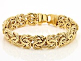 18K Yellow Gold Over Sterling Silver Byzantine Chain Bracelet