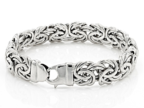 Mens Byzantine Chain Bracelet in Sterling Silver 85 inch  Sterling   Wilde