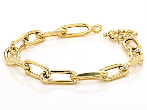 18K Yellow Gold Over Sterling Silver Paper Clip Bracelet