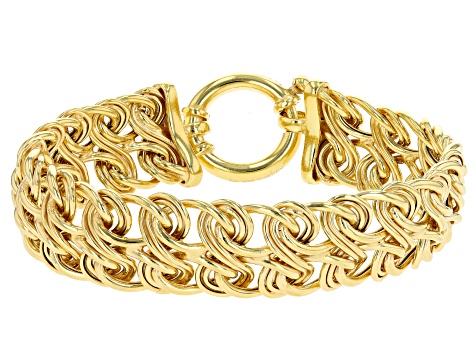 18K Yellow Gold Over Sterling Silver Double Row Infinity Link Bracelet
