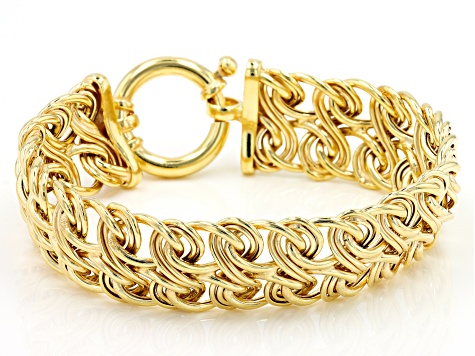 18K Yellow Gold Over Sterling Silver Double Row Infinity Link Bracelet