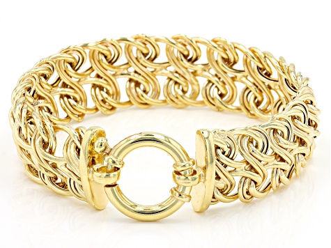 18K Yellow Gold Over Sterling Silver Double Row Infinity Link Bracelet