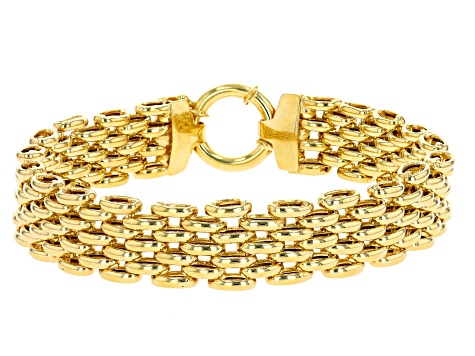 18K Yellow Gold Over Sterling Silver Panther Link Bracelet - AG885 ...