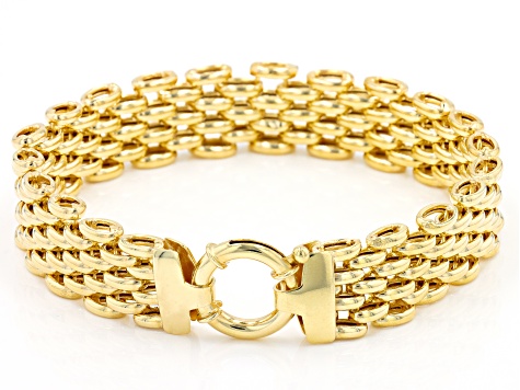 18K Yellow Gold Over Sterling Silver Panther Link Bracelet