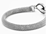 Rhodium Over Sterling Silver Popcorn Chain Bracelet