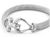 Rhodium Over Sterling Silver Popcorn Chain Bracelet