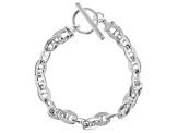 Sterling Silver 7.5mm Flat Rolo Mariner Link Toggle Bracelet