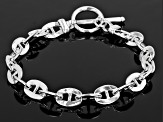Sterling Silver 7.5mm Flat Rolo Mariner Link Toggle Bracelet