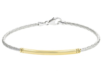 Picture of Sterling Silver & 18K Yellow Gold Over Sterling Silver Woven Flex Bangle