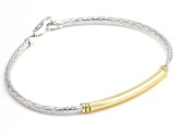 Sterling Silver & 18K Yellow Gold Over Sterling Silver Woven Flex Bangle