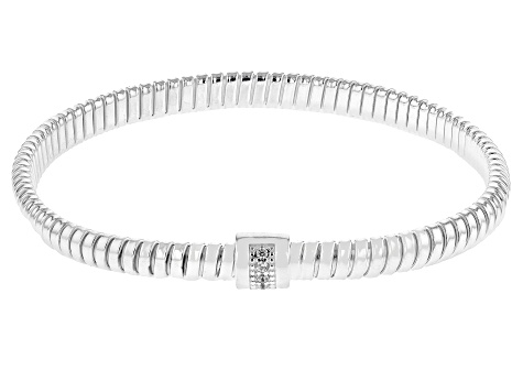 Sterling Silver White Cubic Zirconia 5mm Tubogas Bracelet