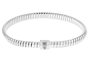 Sterling Silver White Cubic Zirconia 5mm Tubogas Bracelet