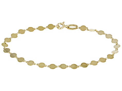 18K Yellow Gold Over Sterling Silver 4mm Mirror Disc Bracelet