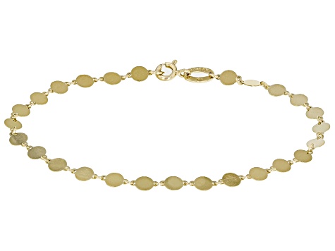 18K Yellow Gold Over Sterling Silver 4mm Mirror Disc Bracelet