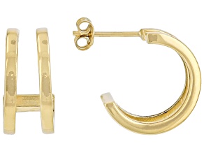 18K Yellow Gold Over Sterling Silver Illusion Hoop Earrings