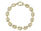 18K Yellow Gold Over Sterling Silver 8.3mm Puffed Mariner Link Bracelet