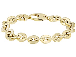 18K Yellow Gold Over Sterling Silver 9.5mm Rolo Link Bracelet