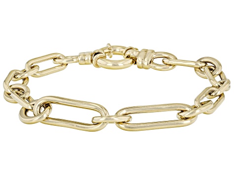 18K Yellow Gold Over Sterling Silver 1+1 Mixed Link Bracelet