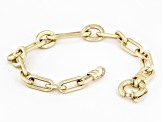 18K Yellow Gold Over Sterling Silver 1+1 Mixed Link Bracelet