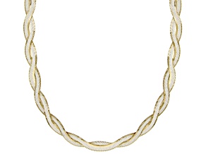 Sterling Silver & 18K Yellow Gold Over Sterling Silver 4.5mm Double Row Herringbone 18 Inch Necklace
